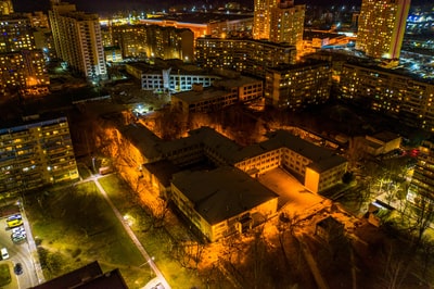 城市夜间鸟瞰图